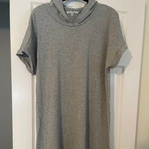 LONG GRAY HOODED SHIRT/DRESS